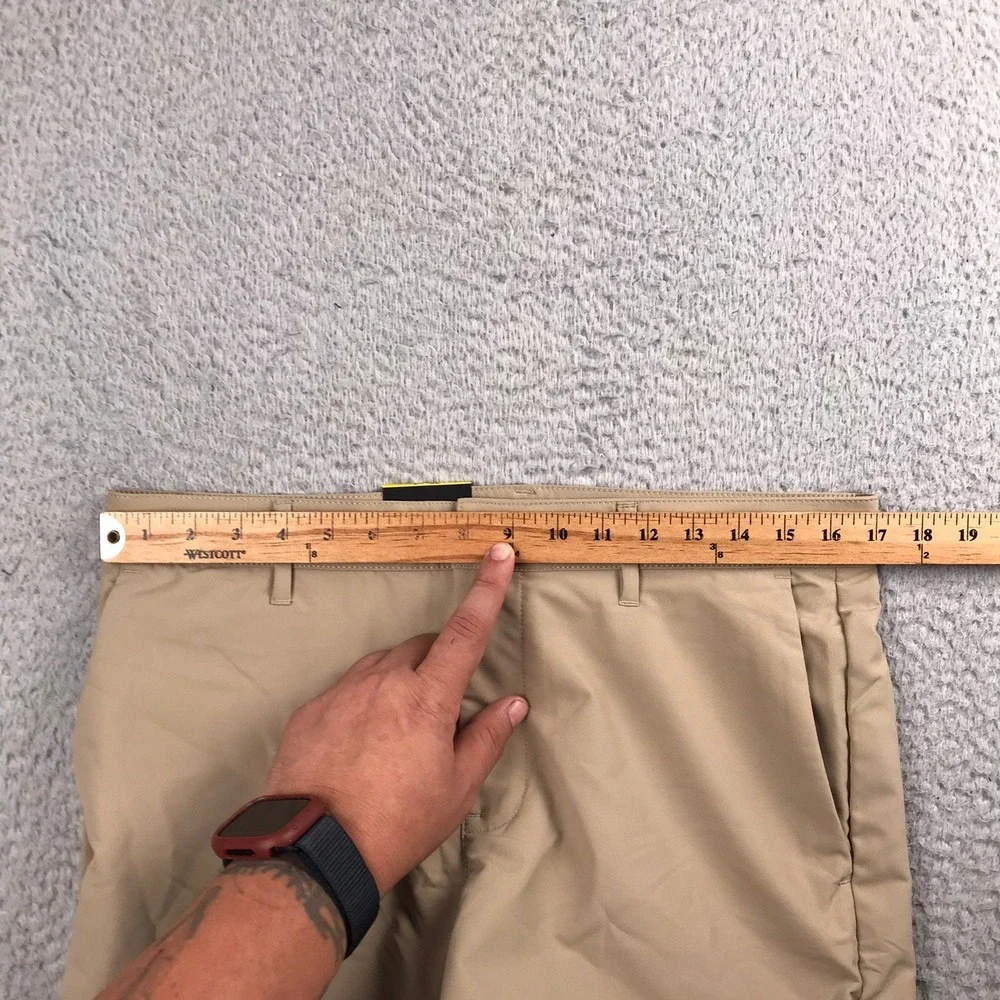 Banana Republic Flat Front Pant Mens 32x34 Tan Golf Trousers Polyester  NEW NWT